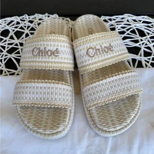 Chloe Rori Woven Sandals Eggshell